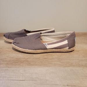 TOMS Gray & Cream Striped Espadrilles